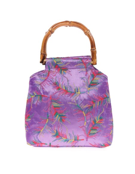 Satin embroidered evening bag