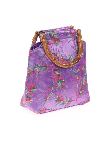 Satin embroidered evening bag