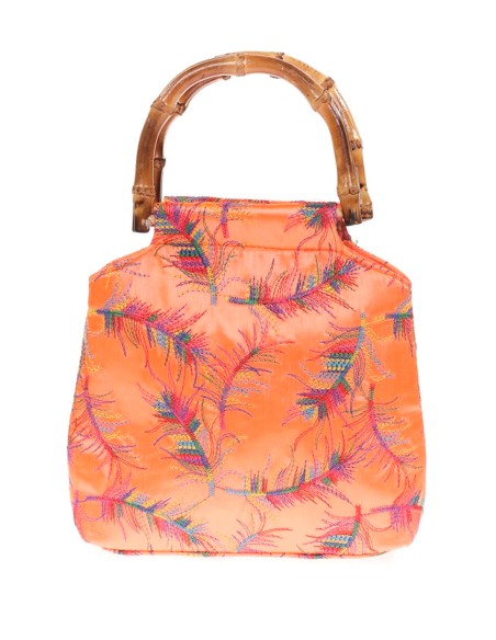 Satin embroidered evening bag