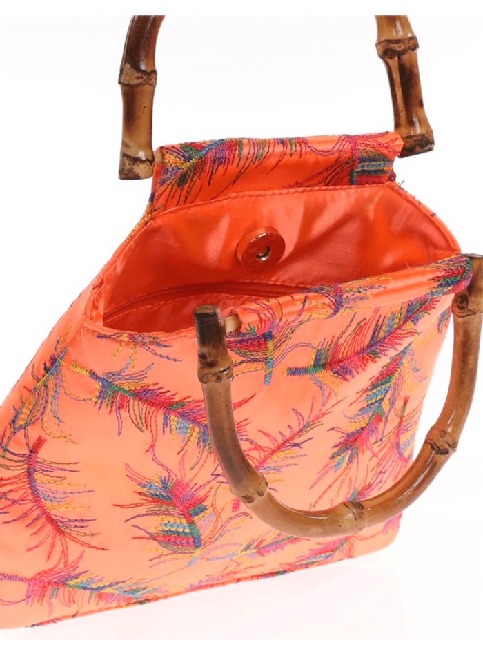 Satin embroidered evening bag