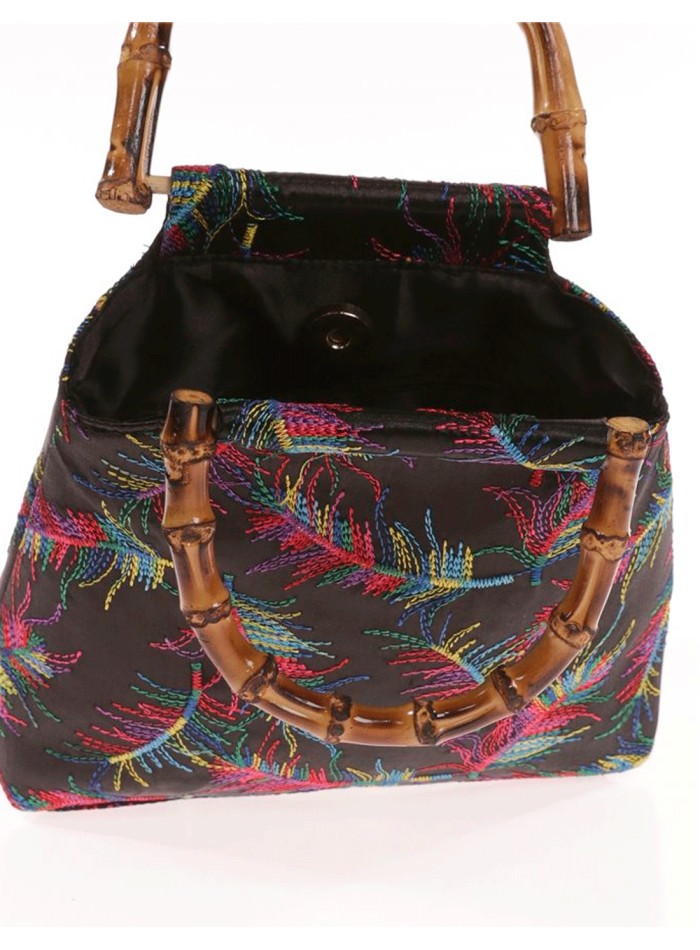 Satin embroidered evening bag
