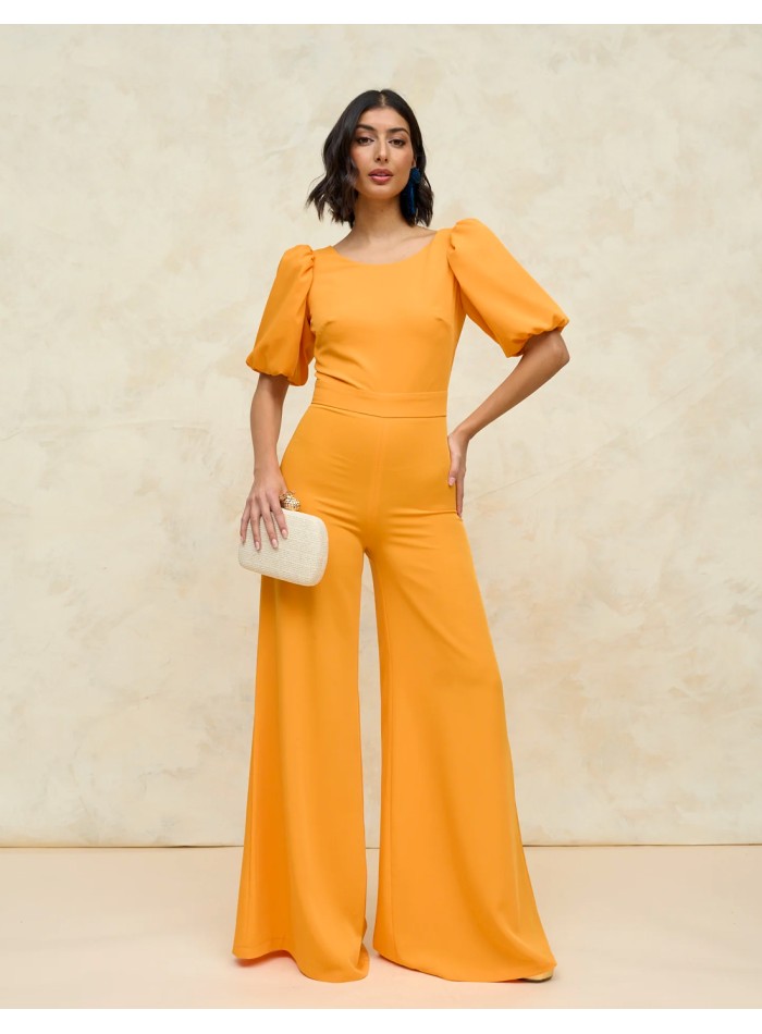 Party jumpsuit with puffed sleeves
