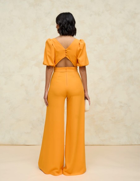 Party jumpsuit with puffed sleeves for guest