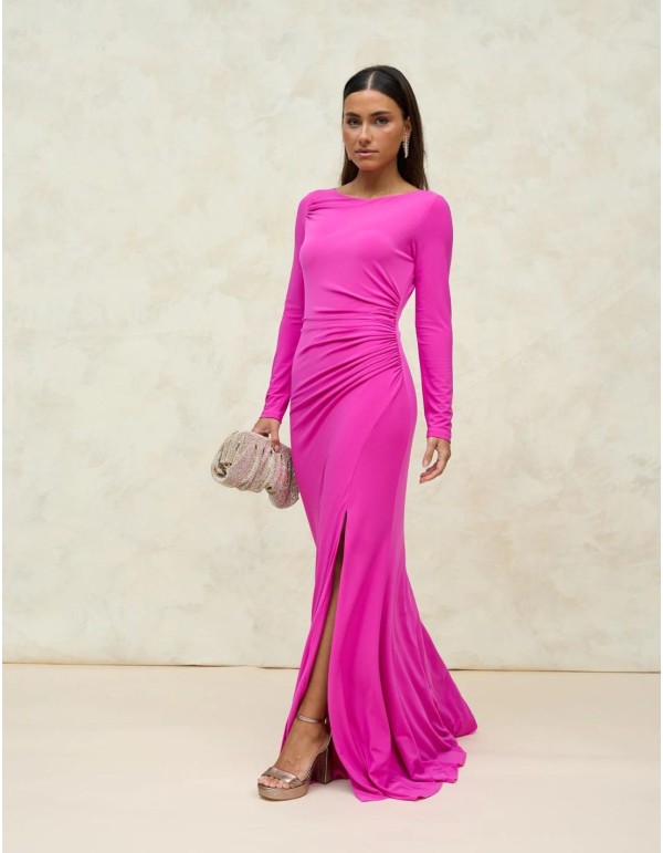 Long party dress with long sleeves.