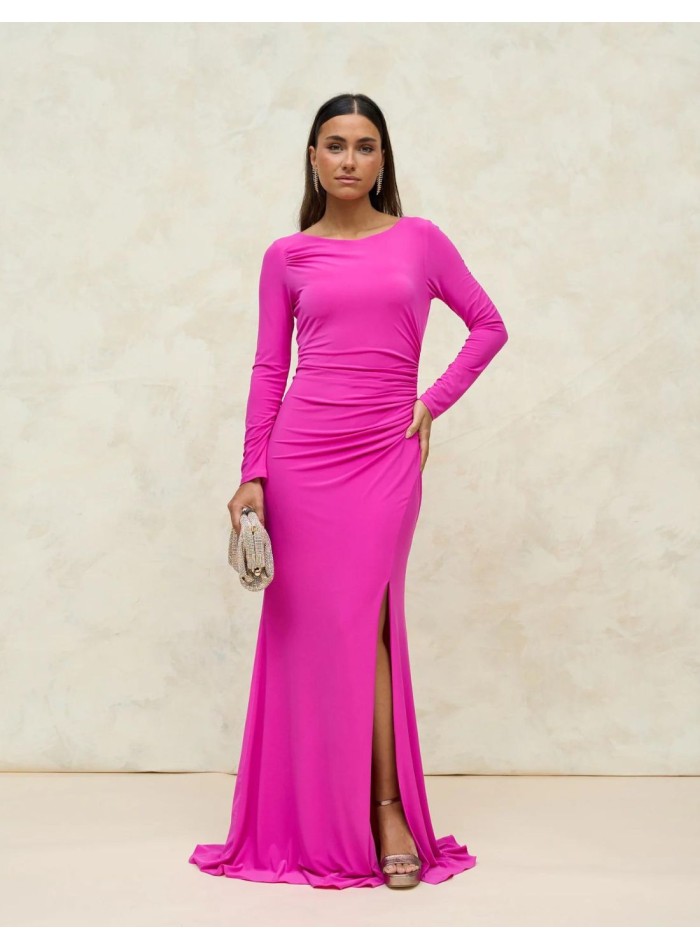 Long party dress with tails for guests.