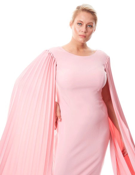 Light Pink Cap Sleeve Pleated Sleeve Cocktail Dress