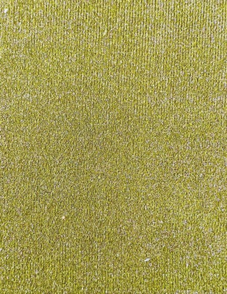 Gold long party dress with asymmetric long sleeves.