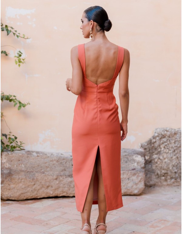 Sleeveless midi party dress with open back 2