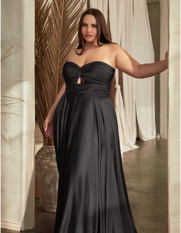 Robe longue de fête en satin avec encolure cache-coeur...
