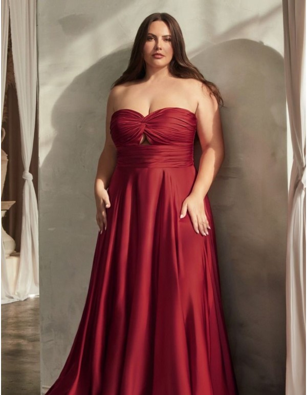 Long satin party dress with draped sweetheart neckline 2