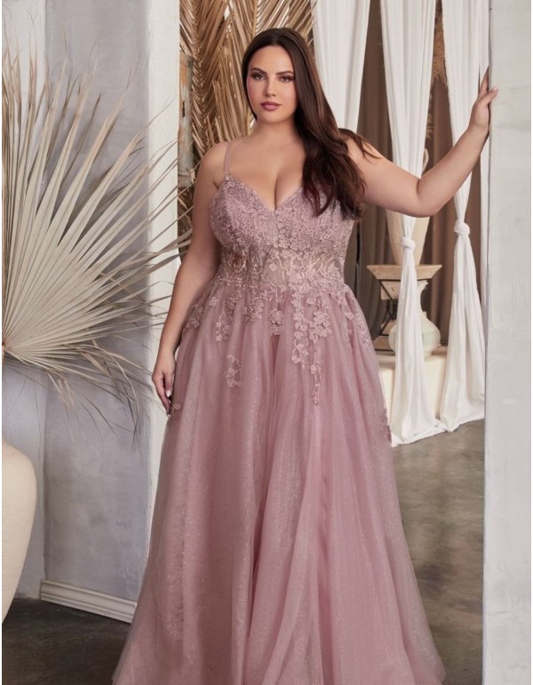 Robe longue de fête avec corsage en tulle et fleurs brodées