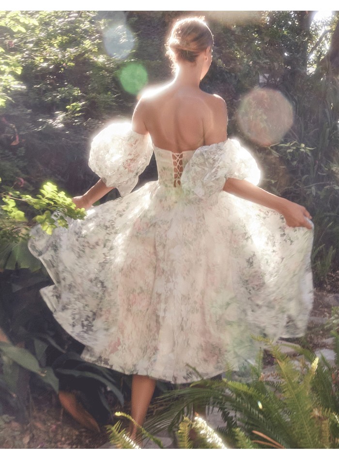 vestido de fiesta midi con estampado de flores...