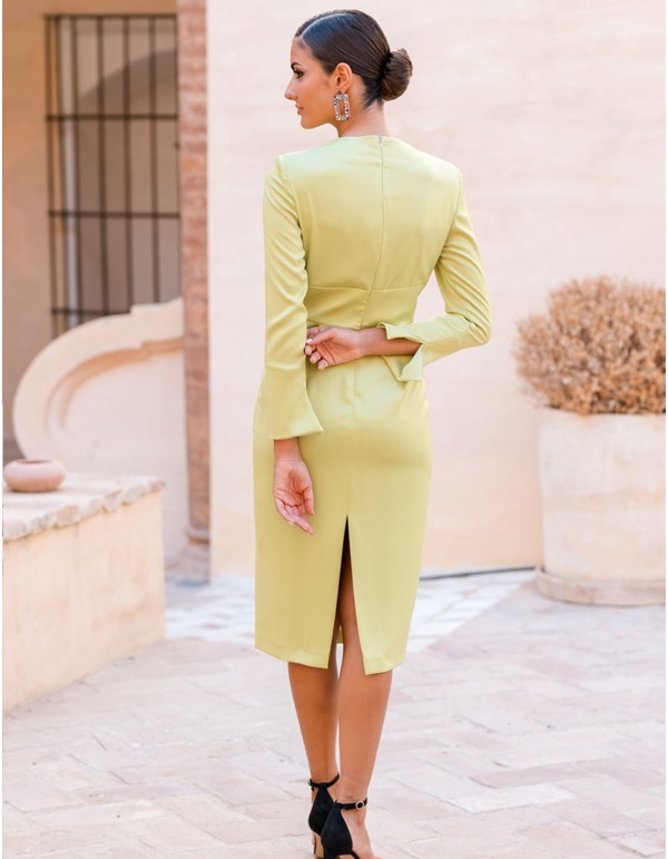 Robe de soirée midi à manches longues et encolure en... 2