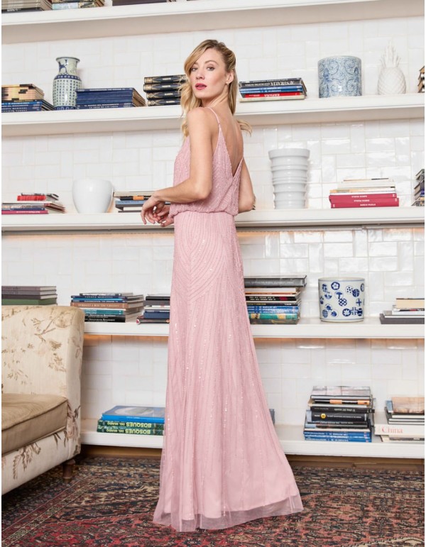 Robe de soirée longue avec strass et décolleté dans le dos 2