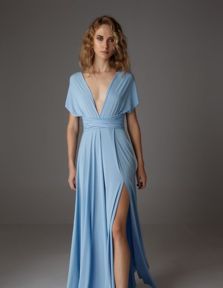 Robe longue de fête multipositions avec fente latérale