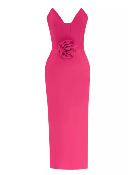 Strapless cocktail dress with 3D maxi flower
