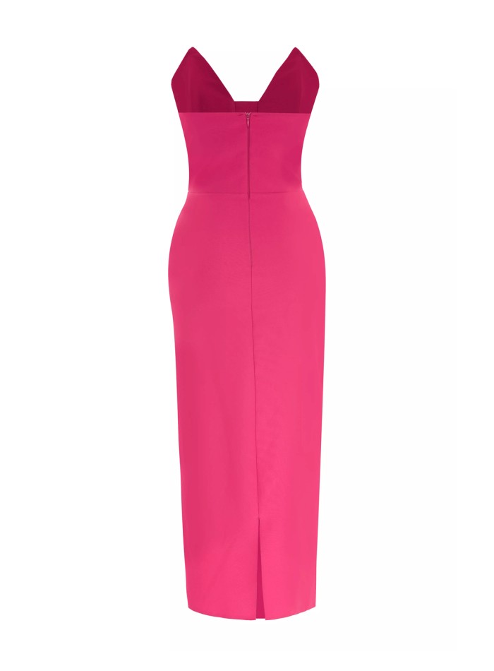 Strapless cocktail dress with 3D maxi flower