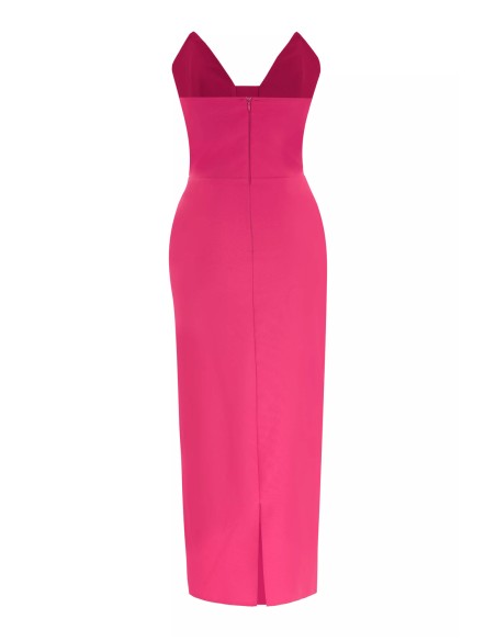 Strapless cocktail dress with 3D maxi flower