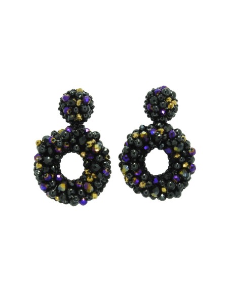 Boucle d'oreilles rondes avec cristaux et perles