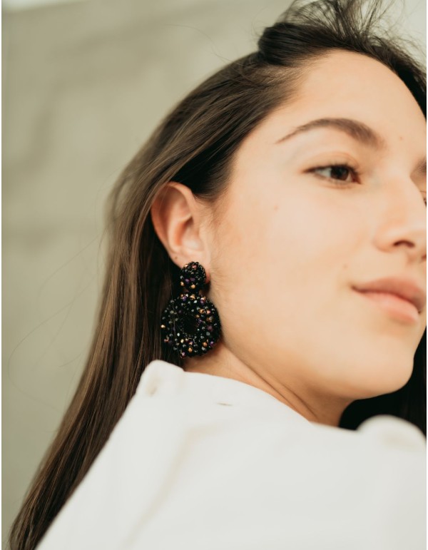 Pendientes de fiesta redondos con cristales y cuentas 2