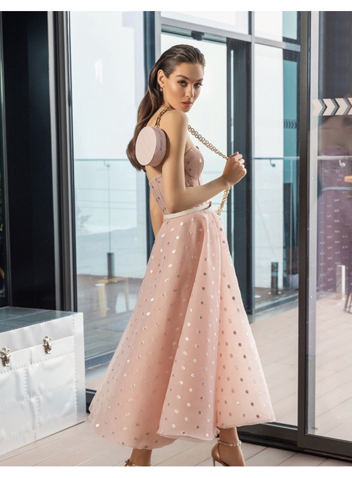 Midi party dress with plumeti and sweetheart...