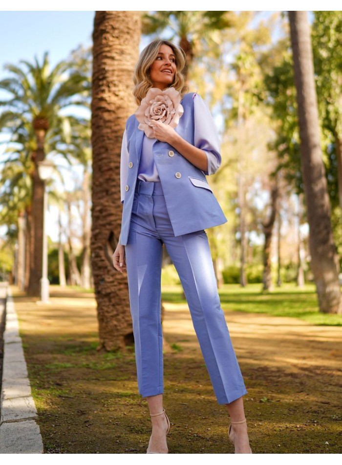 Chaleco de seda sin mangas con bolsillos...