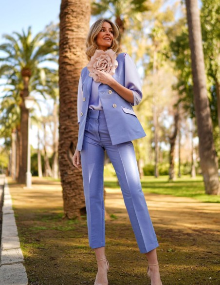 Gilet en soie sans manches avec poches doublées et Boutonnières