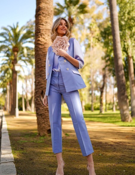 Pantalon de fête long à coupe droite avec pinces