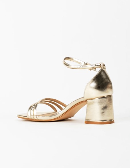 Gold Low-Heeled Sandals