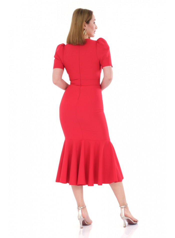 Robe de cocktail avec manches courtes et volant...