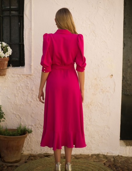 Vestido midi de fiesta con escote solapa cruzado