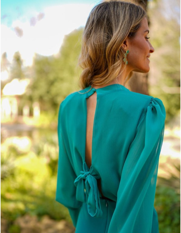 Long sleeve midi party dress with tube skirt 2