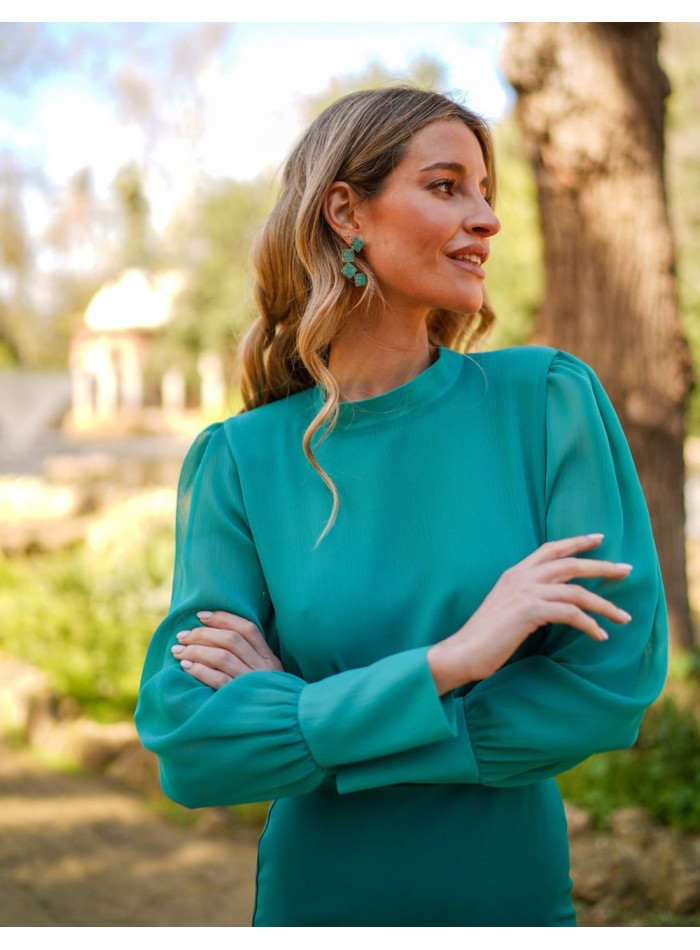 Robe midi à manches longues avec jupe crayon