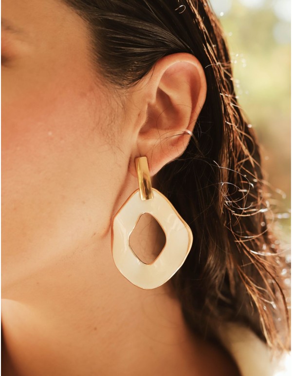 XL earrings in glazed ceramic with gold polish 2