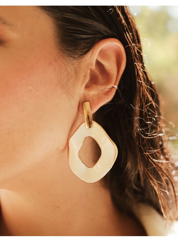 XL earrings in glazed ceramic with gold polish