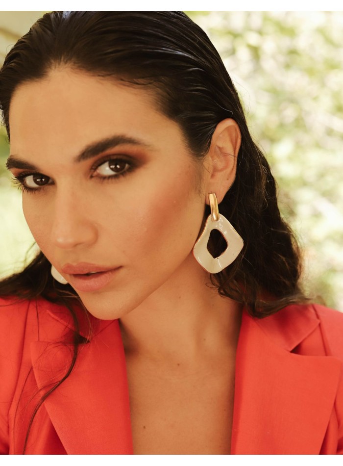 XL earrings in glazed ceramic with gold polish