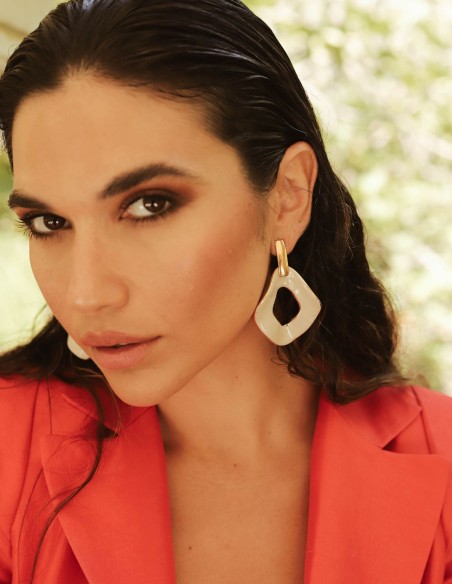 XL earrings in glazed ceramic with gold polish