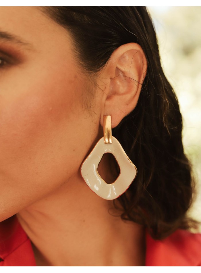 XL earrings in glazed ceramic with gold polish