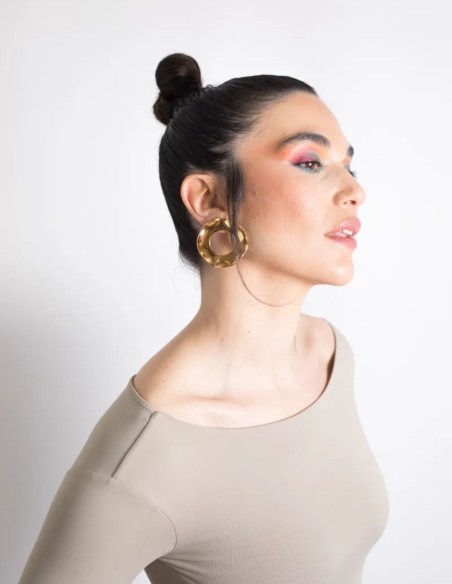 Maxi pendientes de fiesta dorados ondulados circulares