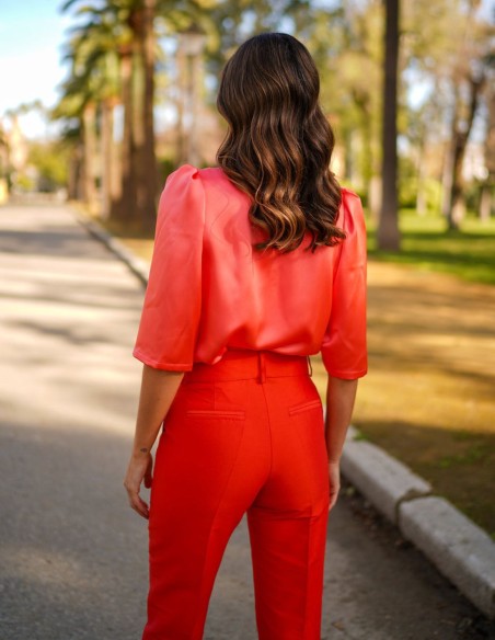 Pantalon de fête droit à taille haute avec pinces