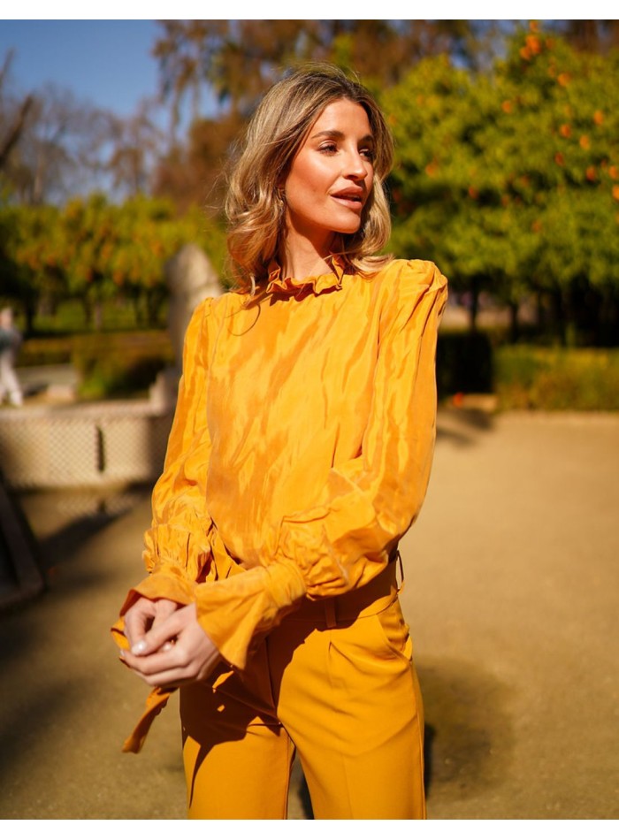 High neck and long sleeve party blouse with...