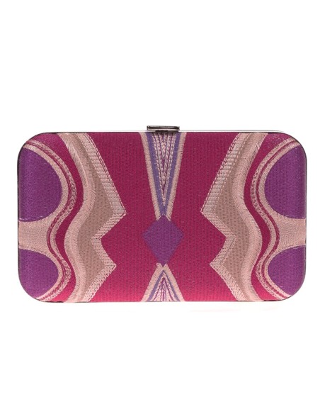 Bolso de mano bordado tricolor para invitada