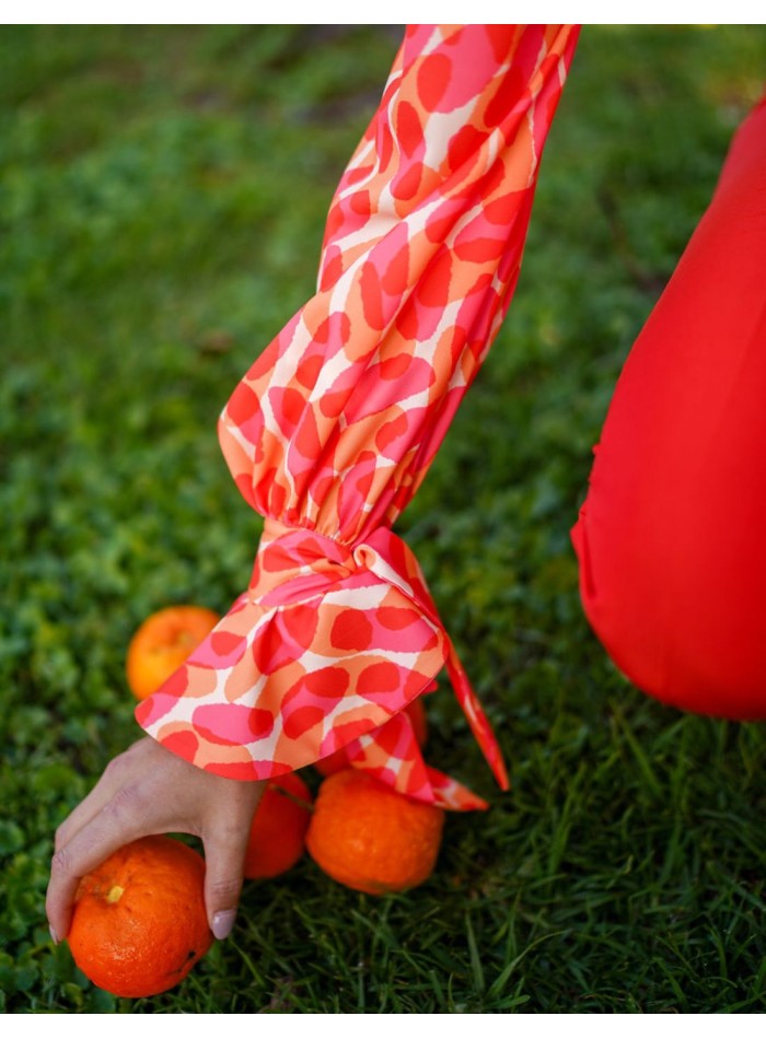 Blusa de fiesta estampada de manga larga con...