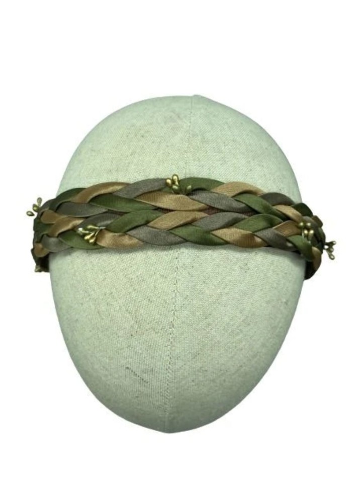 Double braided headband with coloured jewelled...