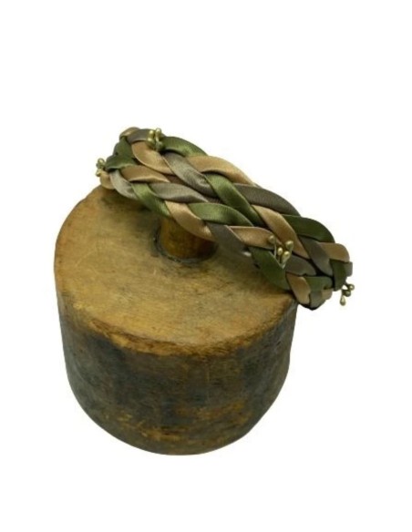 Double braided headband with coloured jewelled appliqués