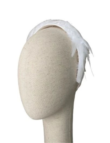 Serre-tête de mariée avec plumes blanches