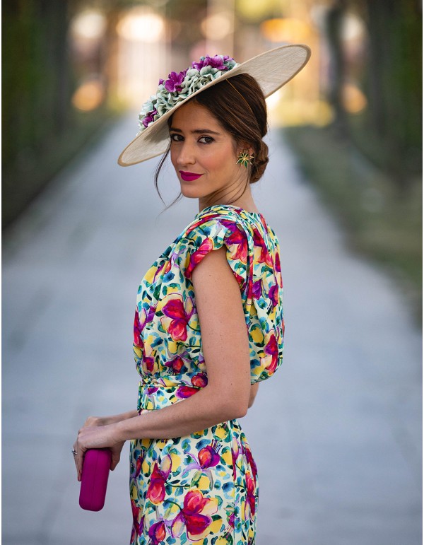 Base en sinamay avec fleurs multicolores en sinamay -... 2