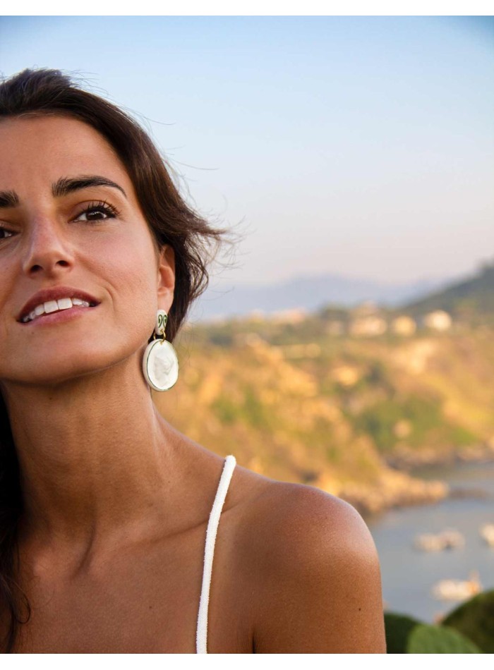 Boucle d'oreilles longues avec médaillons en...