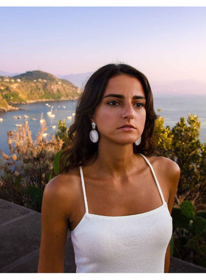 Boucle d'oreilles longues avec médaillons en...