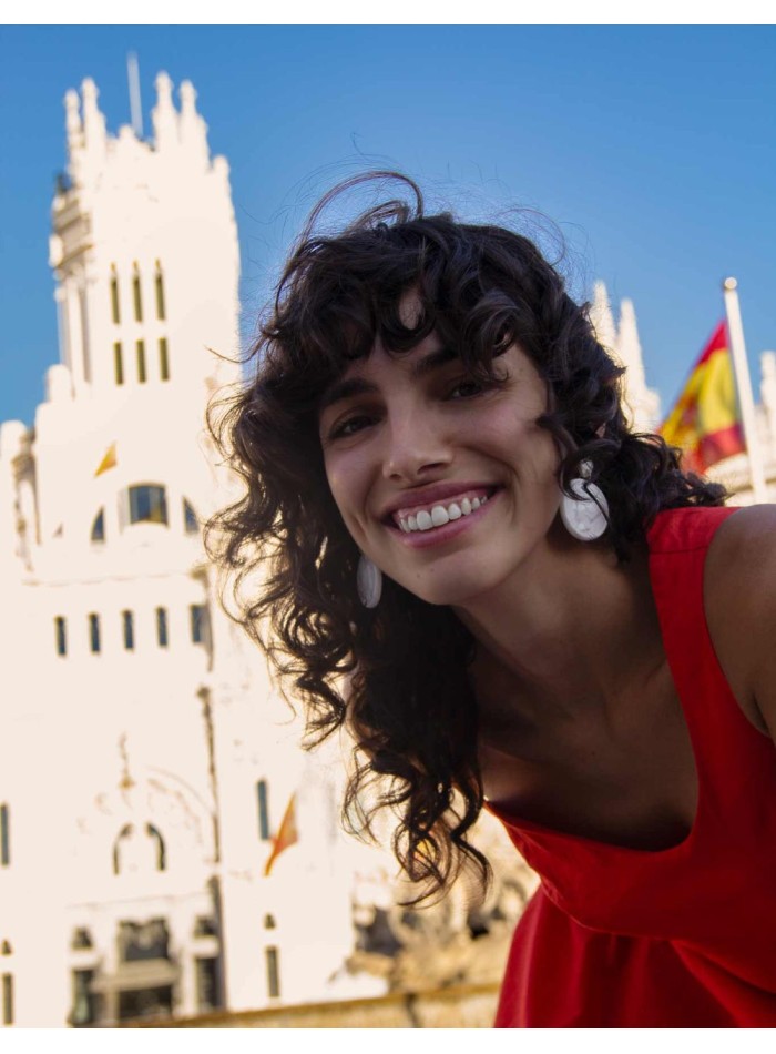 Boucle d'oreilles longue médaille de Cibeles en...